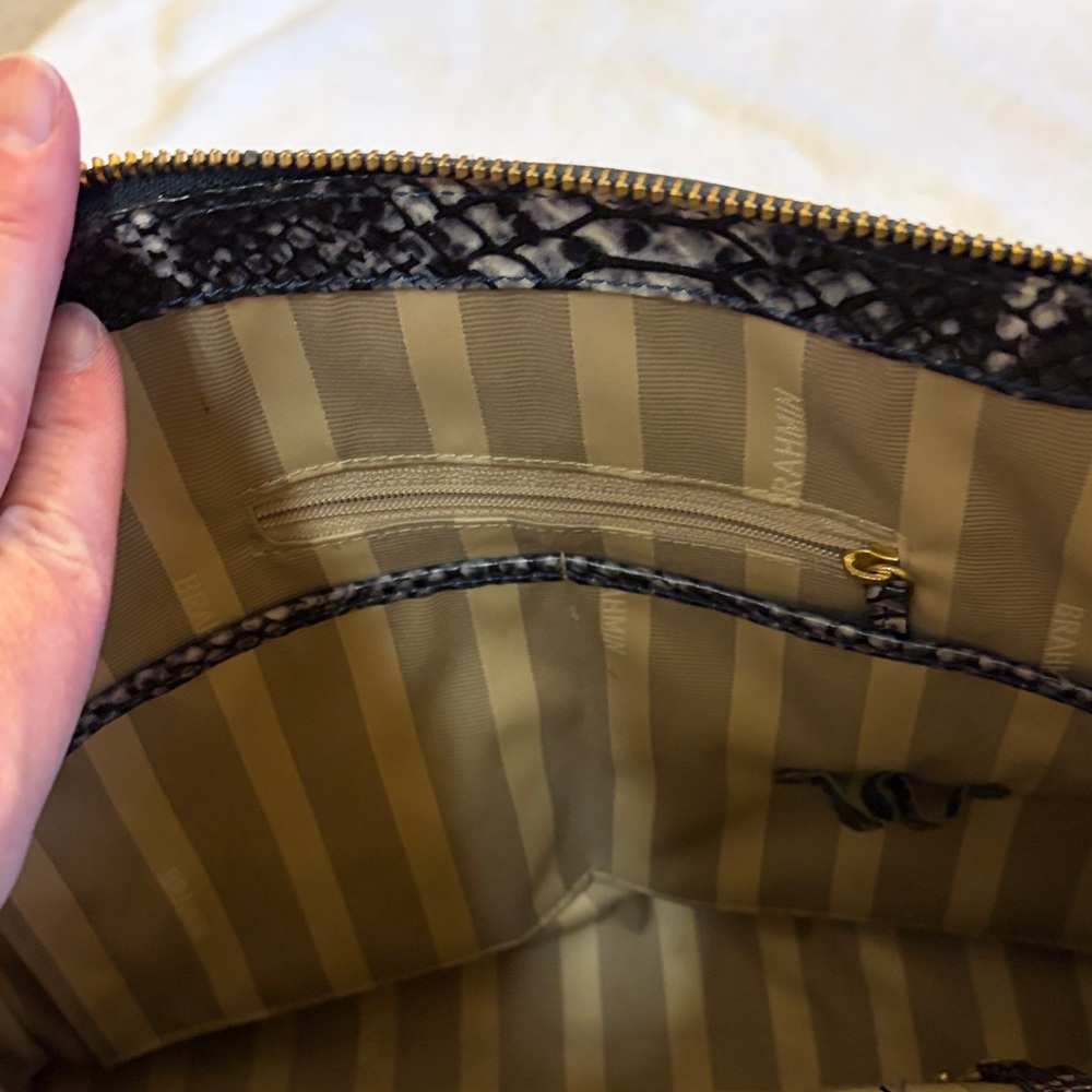Brahmin Snakeskin Black and Gray Tote - Picture 8 of 8